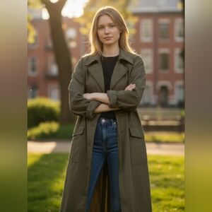 Free People We The Free Perry Military Duster Jacket Coat Cotton Womens L 282045